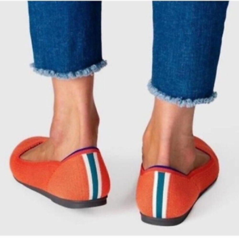 Rothy's Orange Flats with Striped Detail